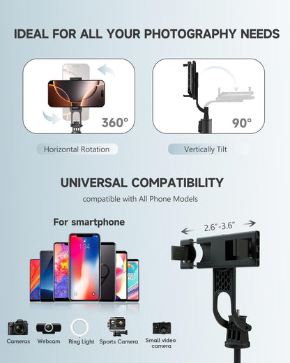 Phone Tripod & Selfie Stick, 180cm Aluminium All in One