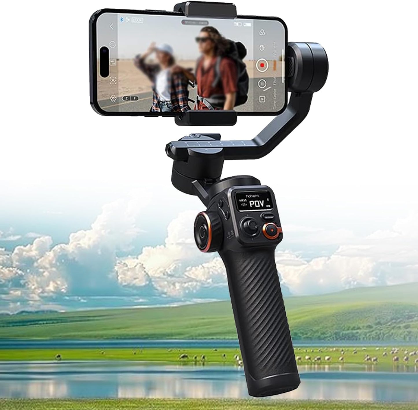 Portable Phone Vlog Gimbal with Magnetic Fill Light