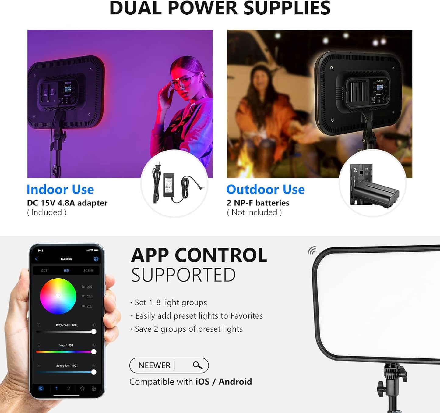 LED Video Panel Light with App Control