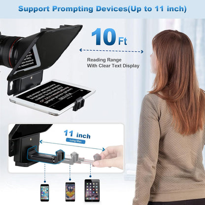 Teleprompter with Remote Control for iPad Tablet Smartphone